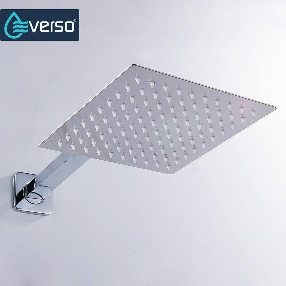 EVERSO Square rain rainfall waterfall Chrome shower head - 4" 6" 8" 10" 12"